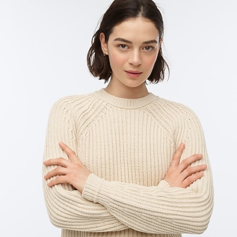 Ribbed crewneck sweater ivory XL